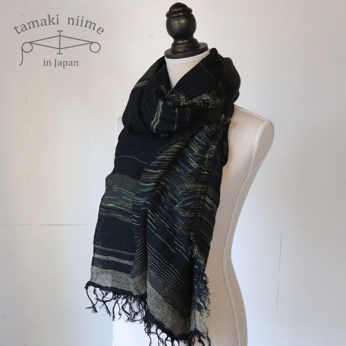 tamaki niime 播州織 ウールコットンショールM roots shawl MIDDLE 55