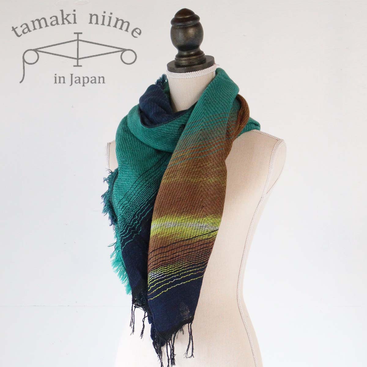 播州織 ウールコットンショールM roots shawl MIDDLE 55×190cm tamaki