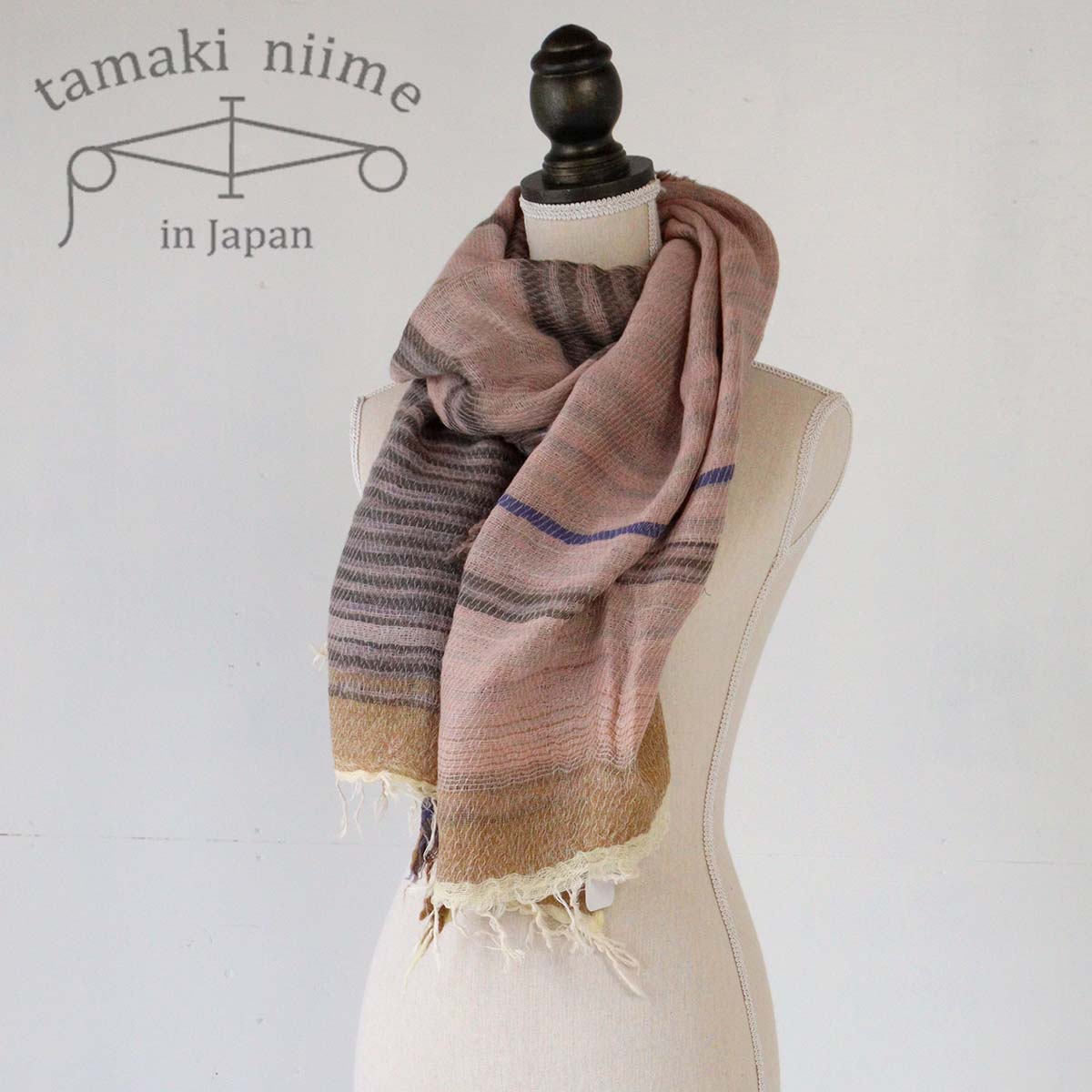 播州織 ウールコットンショールM roots shawl MIDDLE 55×190cm tamaki