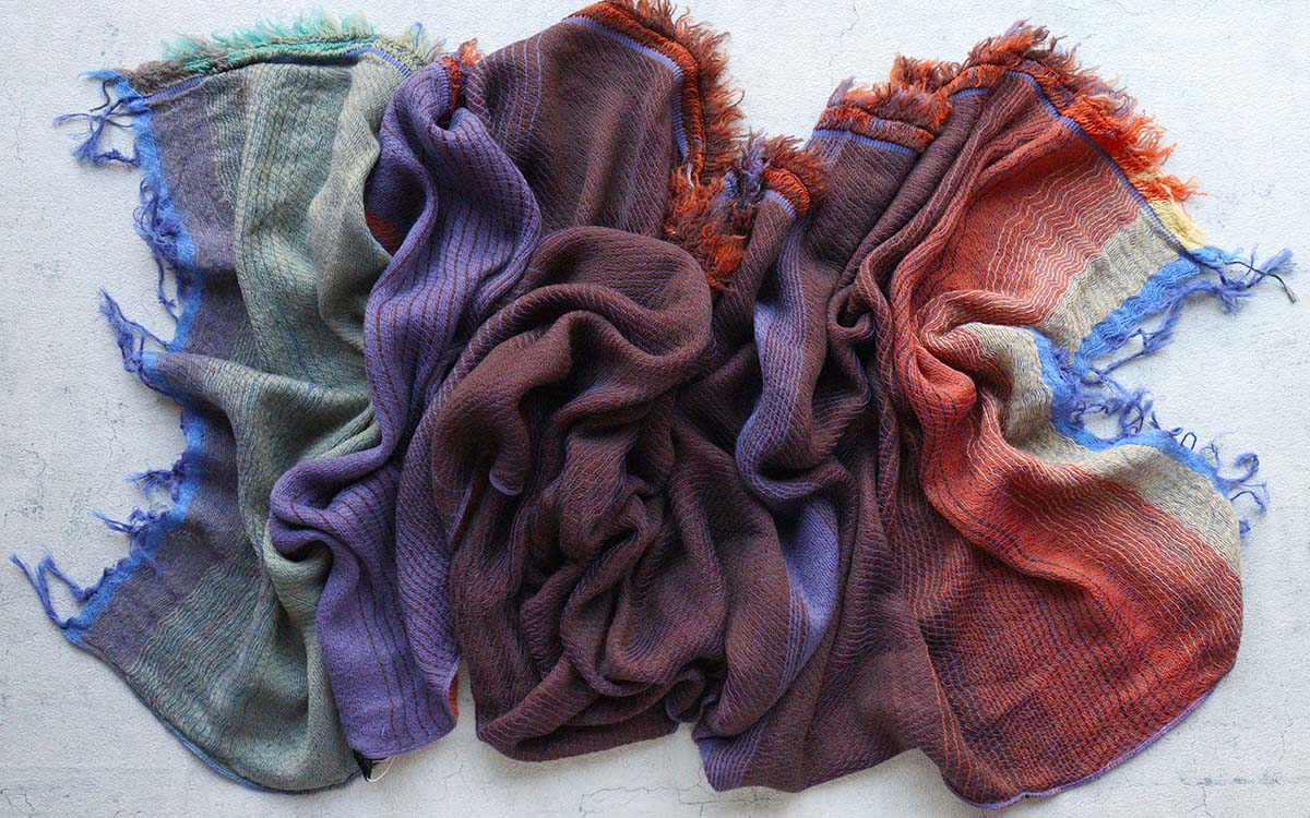 タマキニイメ　リモココットンショール　middle   ふんわり柔らか二重織 クラフトジャーナル｜tamaki niime ｜ リモコ MIDDLE cotton
