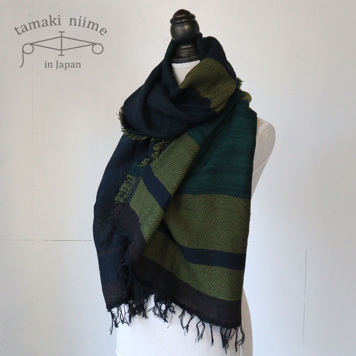tamaki niime 播州織 ウールコットンショールM roots shawl MIDDLE 55