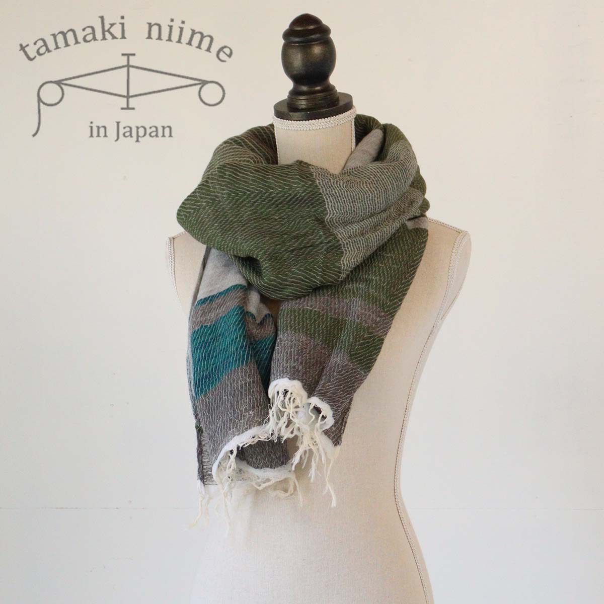 播州織 ウールコットンショールM roots shawl MIDDLE 55×190cm tamaki