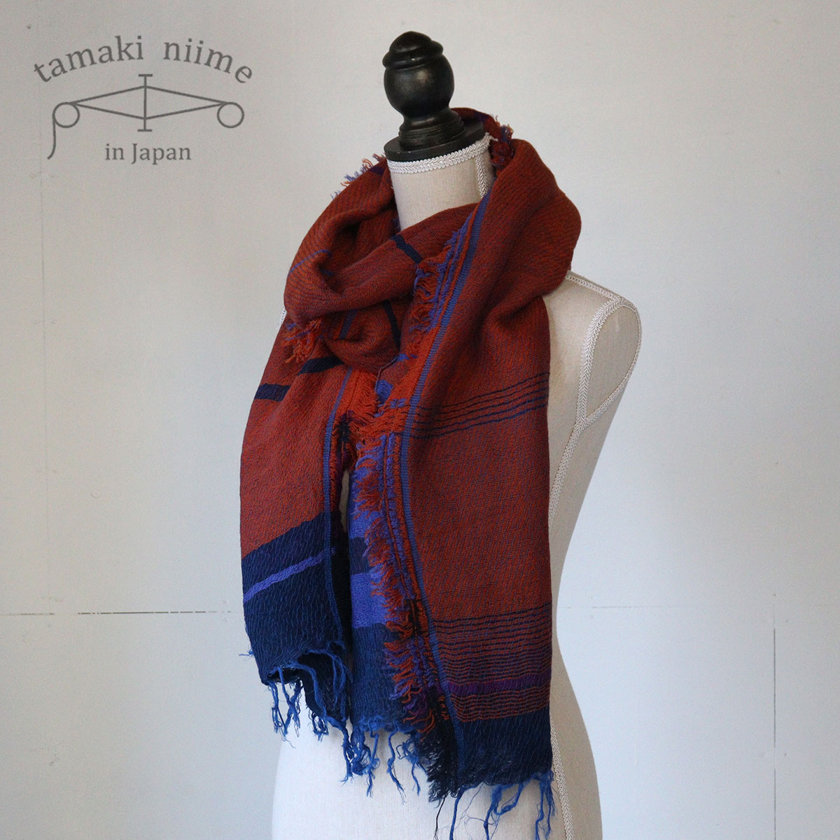 tamaki niime 播州織 ウールコットンショールM roots shawl MIDDLE 55