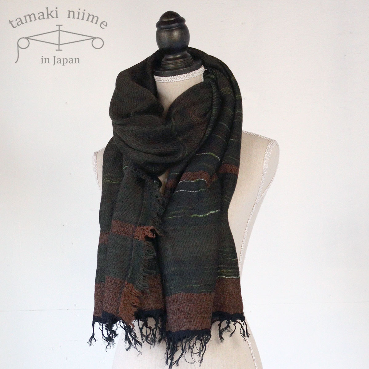 tamaki niime 播州織 ウールコットンショールM roots shawl MIDDLE 55