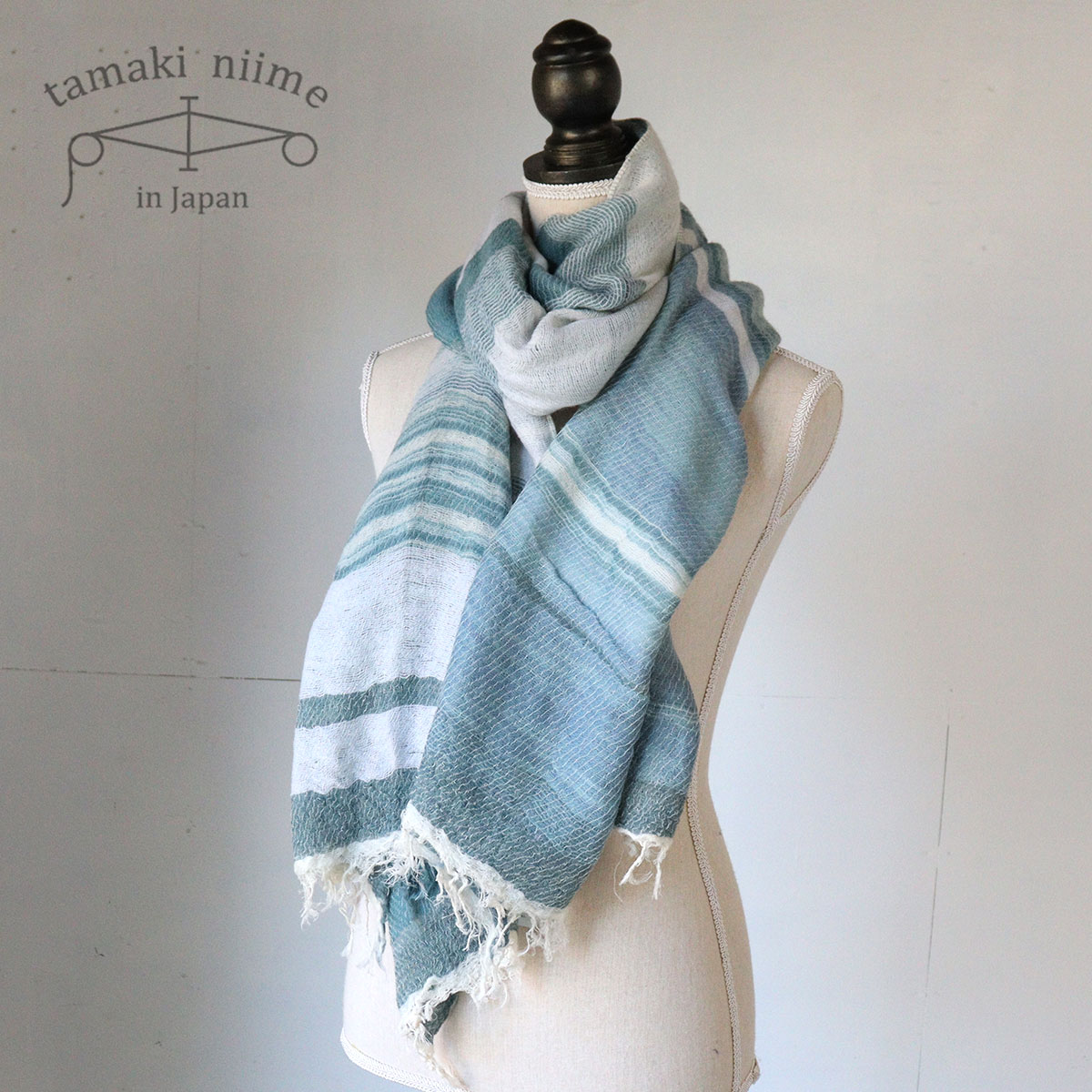 tamaki niime 播州織 ウールコットンショールM roots shawl MIDDLE 55