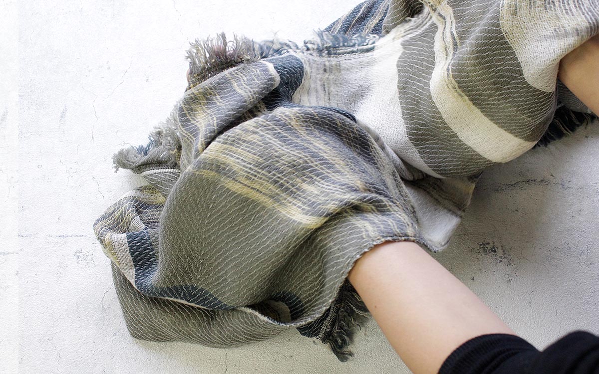 播州織 ウールコットンショールM roots shawl MIDDLE 55×190cm tamaki