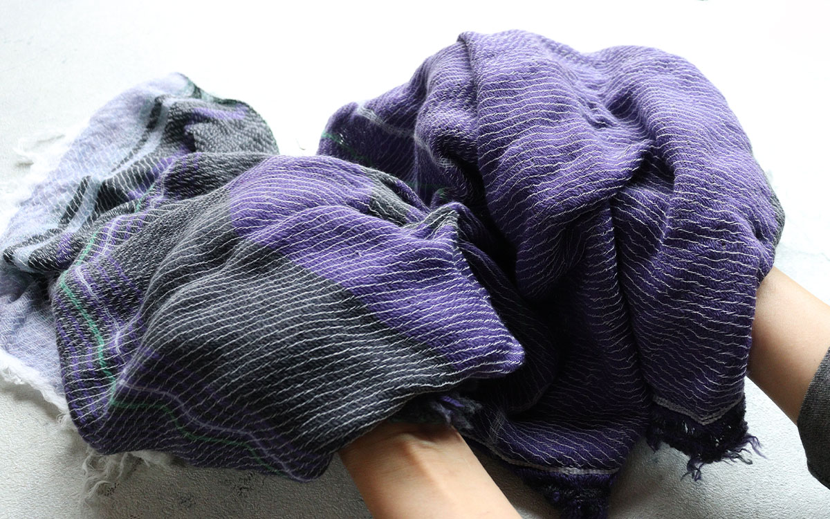 Tamaki nine ストール　ウール・コットン tamaki niime 播州織 ウールコットンショールS roots shawl SMALL 55