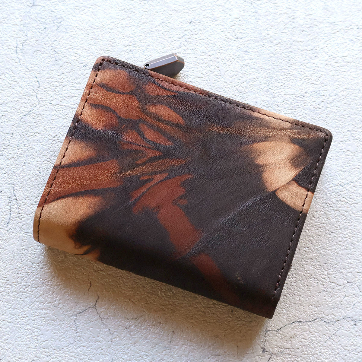 二つ折り財布 L字ファスナー ZOO ズー 奄美大島泥染め ブラウン ユニ
