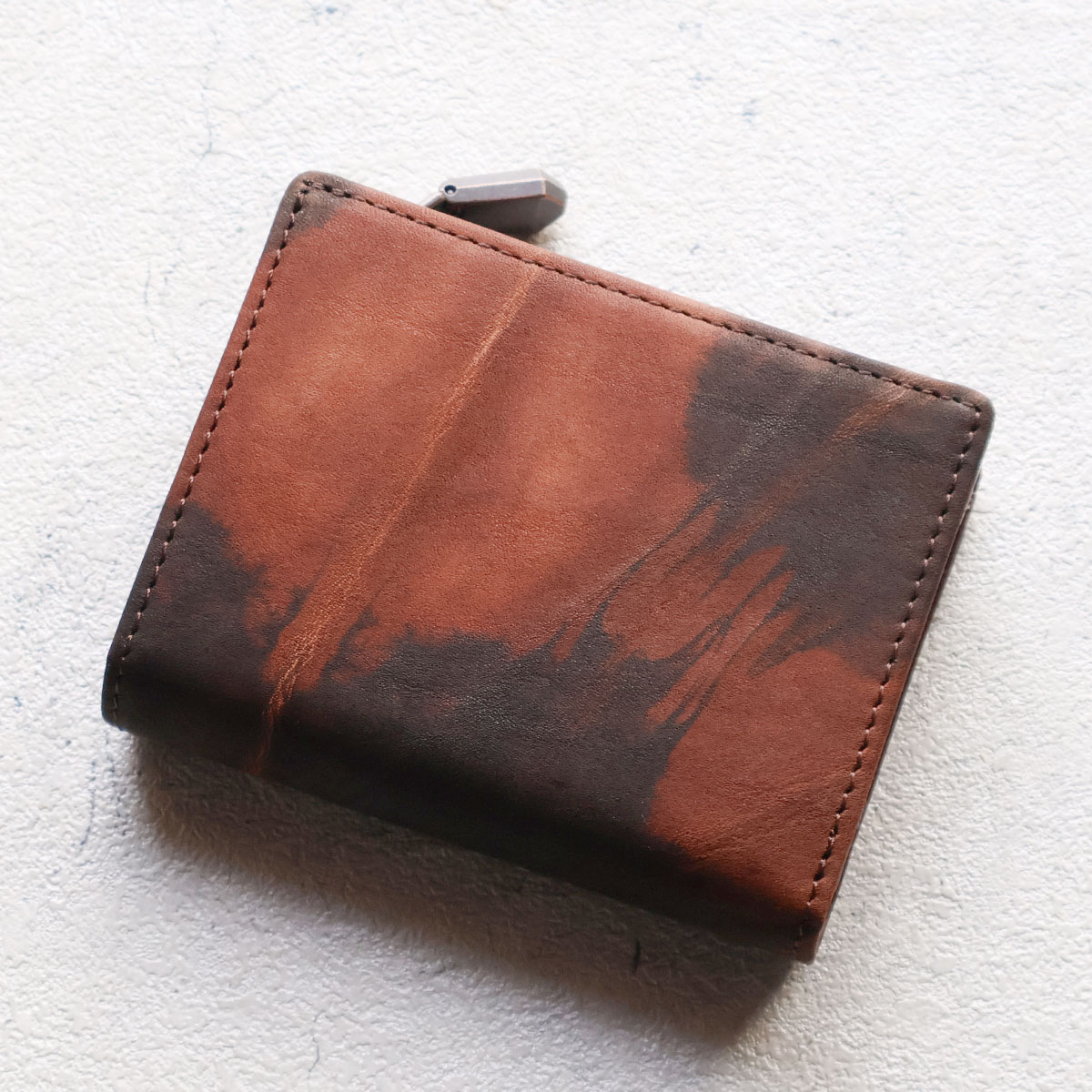 二つ折り財布 L字ファスナー ZOO ズー 奄美大島泥染め ブラウン ユニ