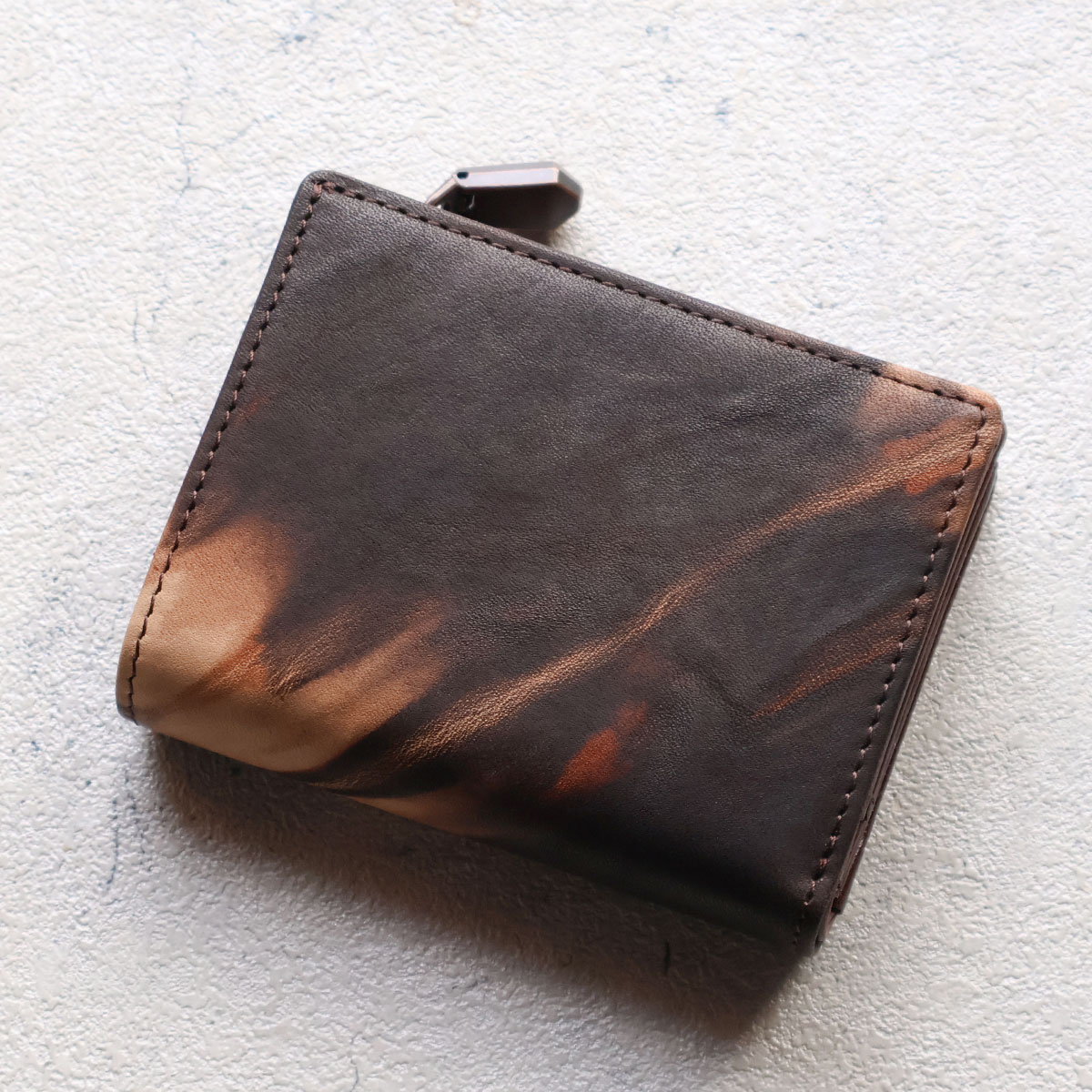 二つ折り財布 L字ファスナー ZOO ズー 奄美大島泥染め ブラウン ユニ
