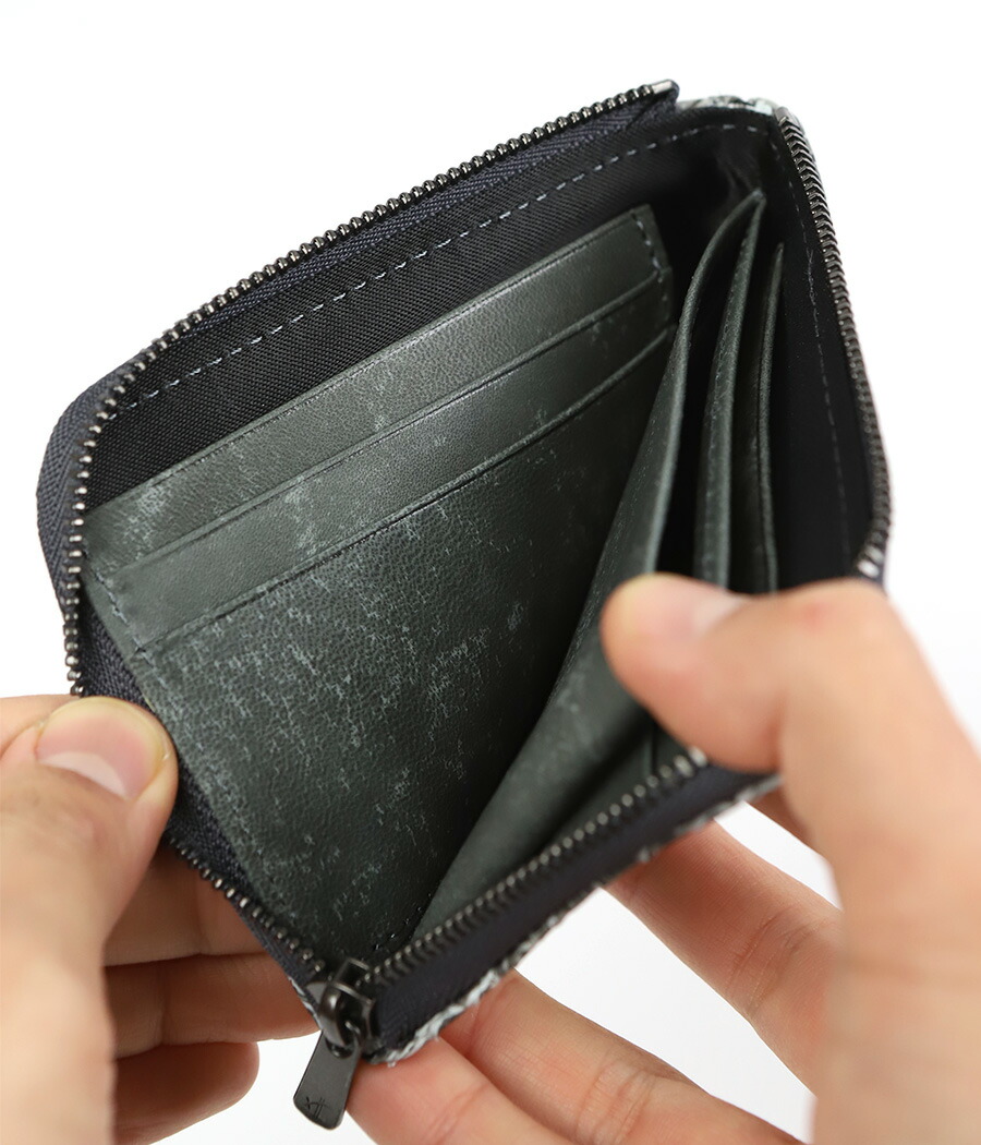 ZOO ズー 墨流し染め 蛇革 ダイヤモンドパイソン L字ファスナー財布