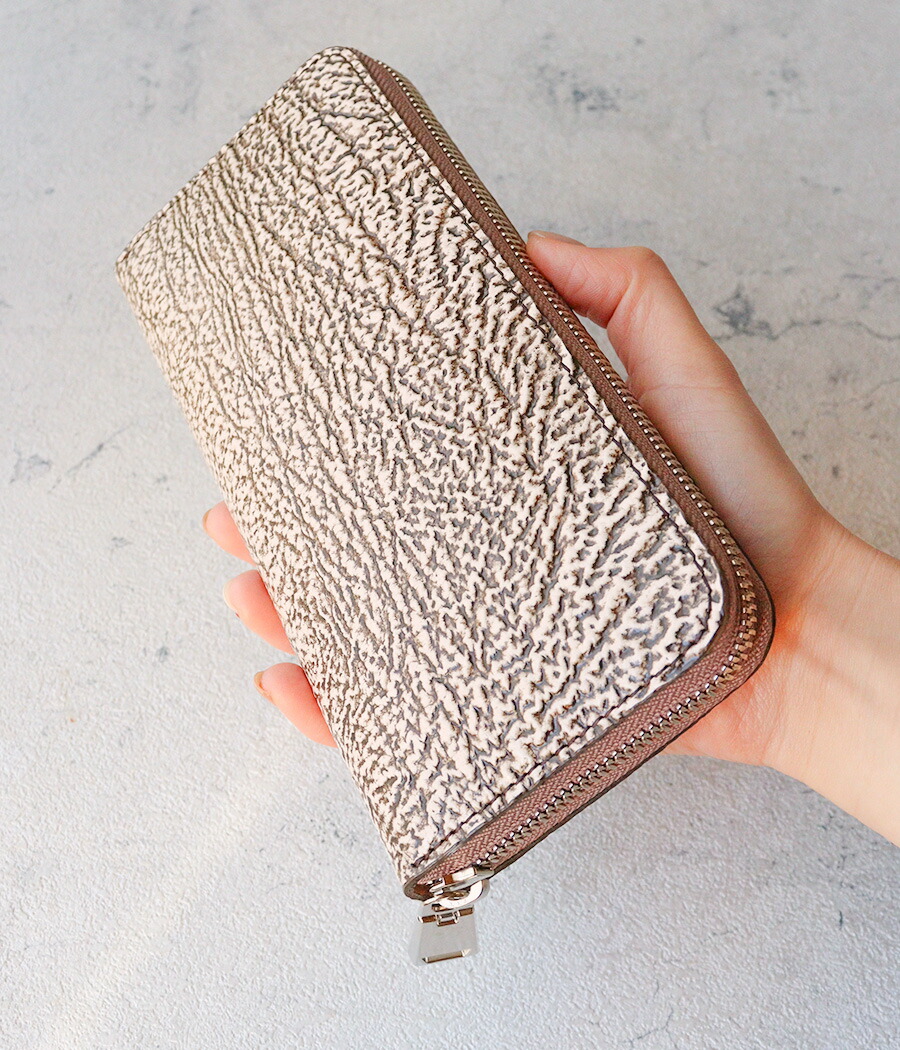 鮫革 ヨシキリザメ メンズ ラウンドファスナー長財布 シングル