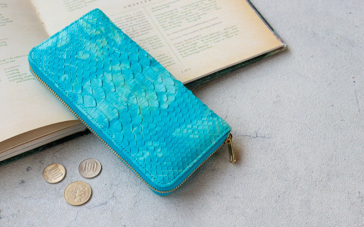 ZOO ズー 篭染め 蛇革 ダイヤモンドパイソン ラウンドファスナー長財布