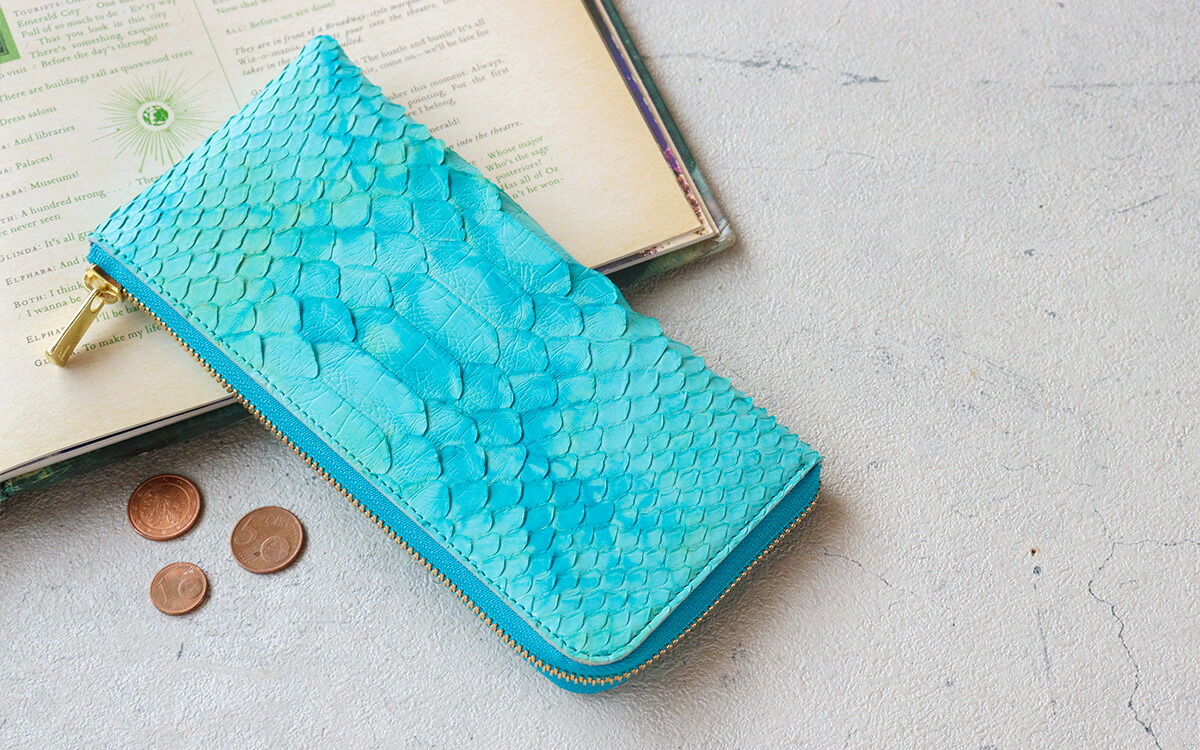 ZOO ズー 篭染め 蛇革 ダイヤモンドパイソン L字ファスナー長財布 zlw