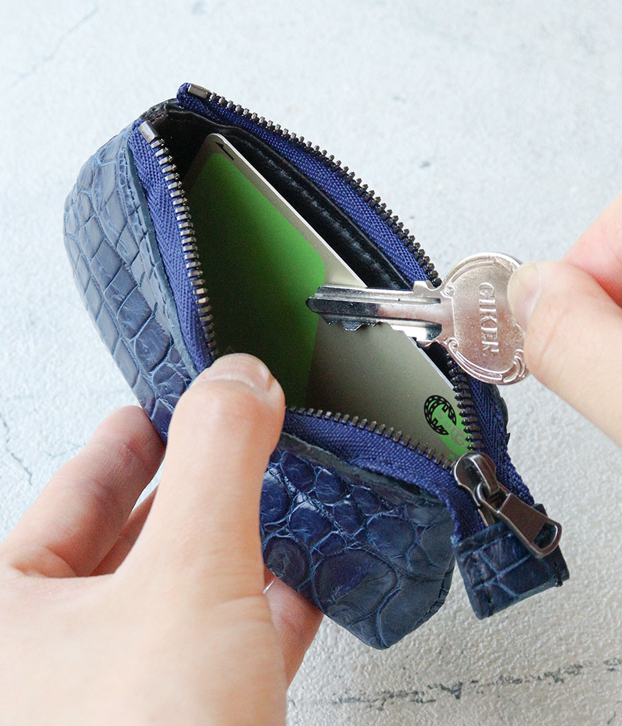 ナイルクロコ革 藍染め ワニ 希少 ZOO(ズー) マルチケース ミニ財布