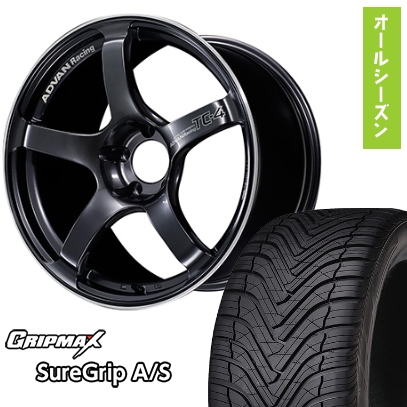 225/40R18 オールシーズンタイヤ ホイール4本セット グリップマックス シュアグリップA/S(限定) (5/114車用) YOKOHAMA ADVAN Racing TC4 18インチ