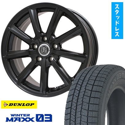 195/65R15 スタッドレスタイヤ ホイール４本セットDUNLOP ウィンターMAXX 03(5/114車用)BRANDLE-LINE ボレアノ915インチ