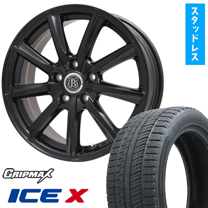 215/60R17 スタッドレスタイヤ ホイール4本セット GRIP MAX アイスX BSW (限定) (5/114車用) ブランドルライン ボレアノ9 17インチ