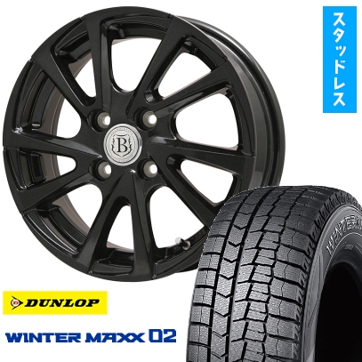 165/55R14スタッドレスタイヤ ホイール４本セットダンロップ ウインターマックス 02 WM02 ブランドルライン ボレアノ10 14インチ