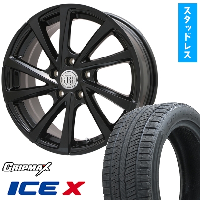 225/40R18 スタッドレスタイヤ＆ホイール４本セット GRIP MAX アイスX BSW ブラックサイドウォール(限定) (5/100車用) ブランドルライン ボレアノ10 18インチ