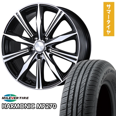 195/55R16 夏タイヤ ホイール4本セット MILEVER ハーモニック MP270(限定) (5/114車用) BRIDGESTONE バルミナ K10 16インチ