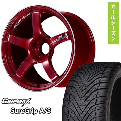 225/40R18 オールシーズンタイヤ ホイール4本セット グリップマックス シュアグリップA/S(限定) (5/114車用) YOKOHAMA ADVAN Racing TC4 18インチ