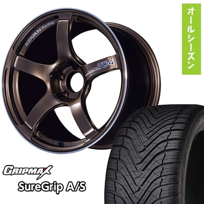 225/40R18 オールシーズンタイヤ ホイール4本セット グリップマックス シュアグリップA/S(限定) (5/114車用) YOKOHAMA ADVAN Racing TC4 18インチ