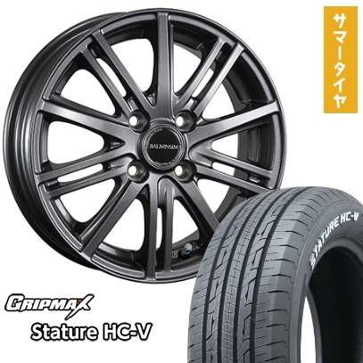 145/80R12 夏タイヤ ホイール4本セット GRIPMAX スタチャー HC-V RWL 80/78N（限定） (軽自動車用) BRIDGESTONE バルミナ BR10 12インチ