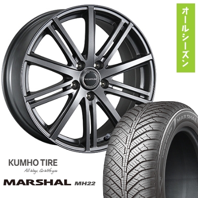 235/55R18 オールシーズンタイヤ ホイール４本セット (5/114車用) KUMHO マーシャル MH22(限定) ブリヂストン バルミナ BR10 18インチ