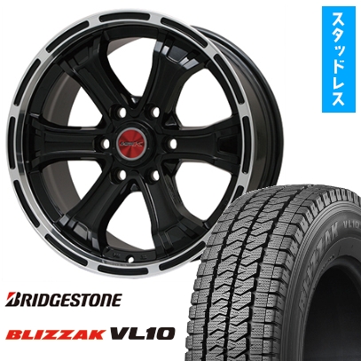 195/80R15 スタッドレスタイヤ ホイール4本セット ハイエース200系用 BRIDGESTONE ブリザック VL10 107/105N BIGWAY B-MUD K 15インチ