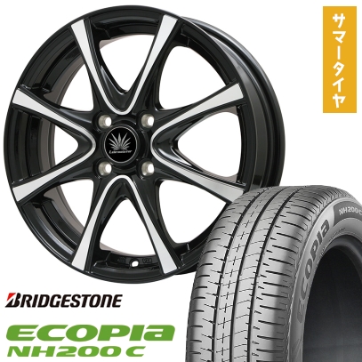 155/65R14 夏タイヤ ホイール4本セット N-BOX タントカスタム ワゴンR BRIDGESTONE エコピア NH200 C PREMIX アマルフィV Jr(ブラックポリッシュ) 14インチ