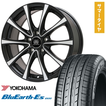 195/55R16 夏タイヤ ホイール4本セット YOKOHAMA ブルーアース ES32 (5/114車用) PREMIX アマルフィV Jr(ブラックポリッシュ) 16インチ