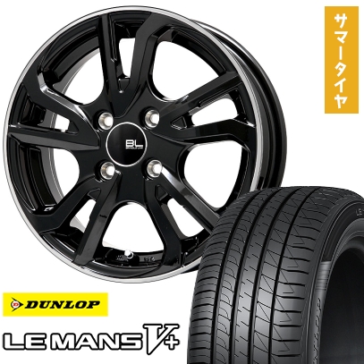 175/70R14 夏タイヤ ホイール4本セット DUNLOP ルマン V+(ファイブプラス) (4/100車用) BRANDLE-LINE レツィオ ブラックリムポリッシュ 14インチ