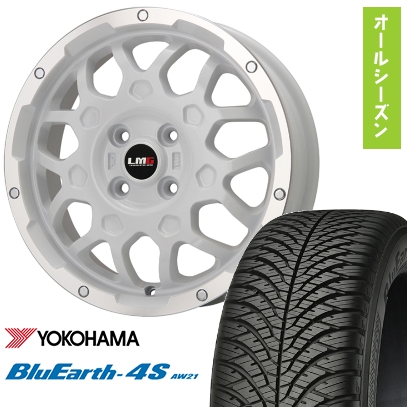165/55R15 オールシーズンタイヤ ホイール4本セット YOKOHAMA ブルーアース 4S AW21 (軽自動車用) LEHRMEISTER LMG MS-9W 15インチ