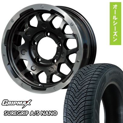 【新品】ジムニーシエラ オールシーズンタイヤ ホイール4本セット 195/80R15 グリップマックス SUREGRIP A/S NANO(限定) レアマイスター LMG MS-9W 15インチ
