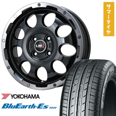 165/60R15 夏タイヤ ホイール4本セット YOKOHAMA ブルーアース ES32 (軽自動車用) LEHRMEISTER LMG CS-9 ブラック/ブラッククリアリム 15インチ