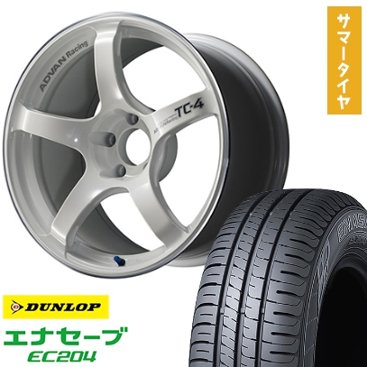 エナセーブ - 215/45R17 夏タイア 銀輪4本仕かける DUNLOP EC204 (5/100車用) YOKOHAMA アドバンレーシング TC4 17in