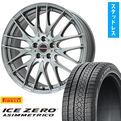 ICE ASIMMETRICO - 215/50R17 スタッドレスタイヤ 車輪4本仕掛ける PIRELLI 冬季 アイスゼロアシンメトリコ (5/100車用) BIGWAY LEYSEEN プラバ9M 17in タイヤ、ホイール-自動車