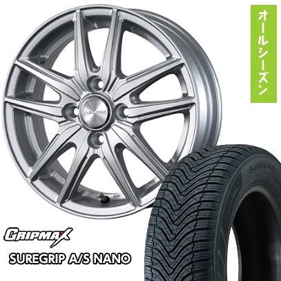 165/65R15 オールシーズンタイヤ ホイール4本セット タフト ソリオ グリップマックス シュアグリップA/S ナノ(限定) ブリヂストン エコフォルム SE-20 15インチ