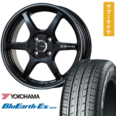 165/60R14 夏タイヤ ホイール4本セット エブリイワゴン YOKOHAMA ブルーアース ES32 LEHRMEISTER CS-V6(グロスブラック/ラインポリッシュ) 14インチ