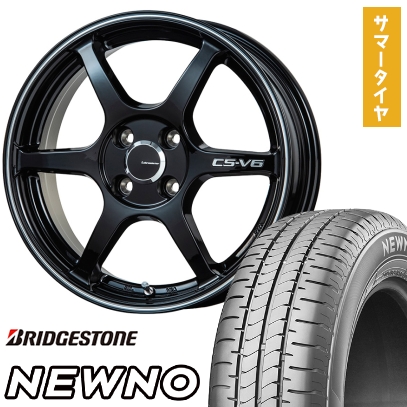 155/65R14 夏タイヤ ホイール4本セット BRIDGESTONE ニューノ(限定) (軽自動車用) LEHRMEISTER CS-V6(グロスブラック/ラインポリッシュ) 14インチ