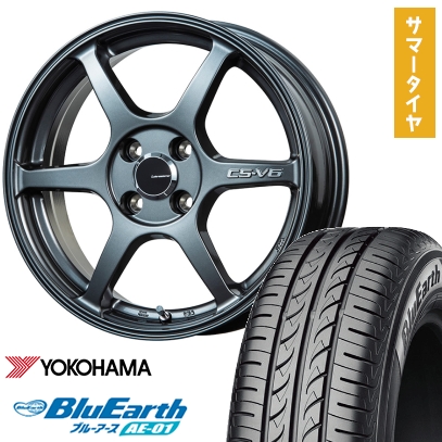 165/55R14 夏タイヤ ホイール4本セット YOKOHAMA ブルーアース AE-01 (軽自動車用) LEHRMEISTER CS-V6(ガンメタ) 14インチ