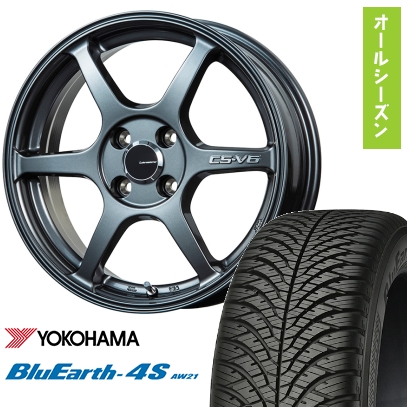 155/65R14 オールシーズンタイヤ ホイール4本セット N-BOX タントカスタム ワゴンR YOKOHAMA ブルーアース 4S AW21 オールシーズン LEHRMEISTER CS-V6 14インチ