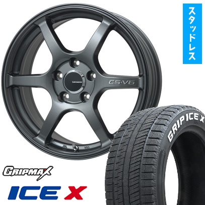 195/60R17 スタッドレスタイヤ ホイール4本セット GRIP MAX アイスX RWL(限定) (4/100車用) レアマイスター CS-V6 17インチ