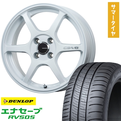 155/65R14 夏タイヤ ホイール4本セット N-BOX タントカスタム ワゴンR DUNLOP エナセーブ RV505 LEHRMEISTER CS-V6(ホワイト) 14インチ