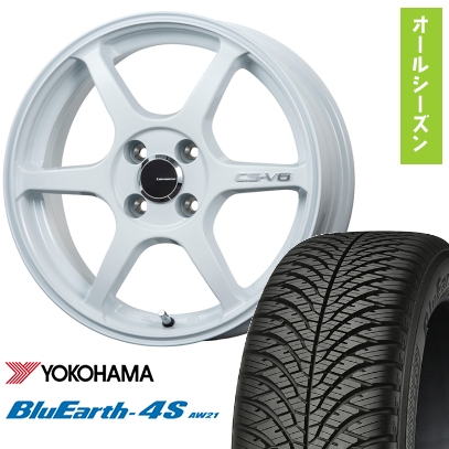 165/55R15 オールシーズンタイヤ ホイール4本セット YOKOHAMA ブルーアース 4S AW21 (軽自動車用) LEHRMEISTER CS-V6 15インチ