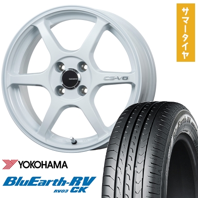 165/55R15 夏タイヤ ホイール4本セット N-BOX タントカスタム ワゴンR YOKOHAMA ブルーアース RV-03CK LEHRMEISTER CS-V6(ホワイト) 15インチ
