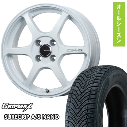 165/55R15 オールシーズンタイヤ ホイール4本セット N-BOX タント ワゴンR グリップマックス シュアグリップA/S ナノ(限定) レアマイスター CS-V6 15インチ