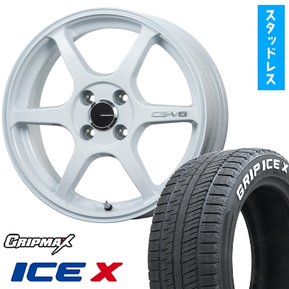 205/55R16 スタッドレスタイヤ＆ホイール４本セット グリップマックス GRIP MAX アイスX RWL ホワイトレター(限定) (4/100車用) レアマイスター CS-V6 16インチ