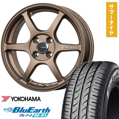 165/55R14 夏タイヤ ホイール4本セット YOKOHAMA ブルーアース AE-01 (軽自動車用) LEHRMEISTER CS-V6(ブロンズ) 14インチ